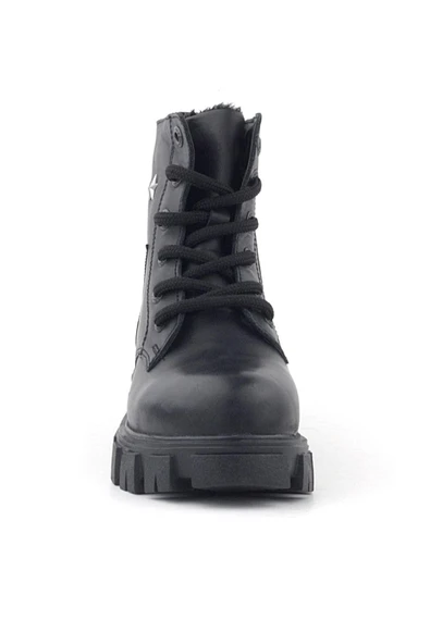 Rakerplus Siyah Bağcıklı Fermuarlı Metal Detaylı Kız Çocuk Bot - Resim 4