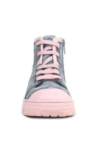 Hakiki Deri Pixel Gri Pudra Kamuflaj Desenli Kız Çocuk Bot - Resim 4