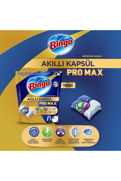 Bingo Akıllı Kapsül Pro Max Bulaşık Makinesi Deterjanı Tableti 20 Adet - Resim 4