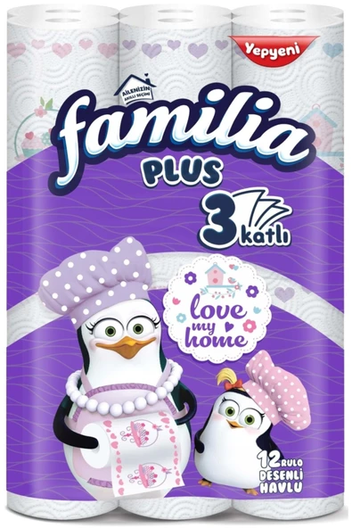 Familia Kağıt Havlu Plus Desenli 24 Lü Pk (3 Katlı) (2pk*12) Love My Home - Resim 2