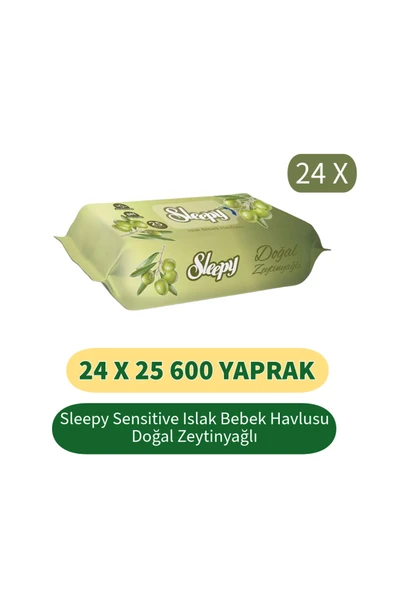 Sleepy Sensitive Doğal Zeytinyağlı Islak Bebek Havlusu 24x25 600 Yaprak ürün görseli