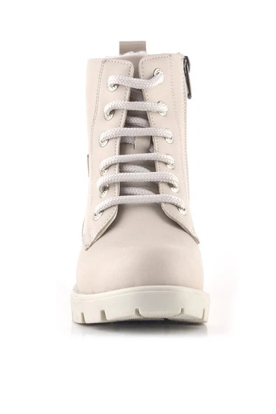 Rakerplus Krem Yıldız Detaylı Bağcıklı Fermuarlı Kız Çocuk Bot - Resim 12