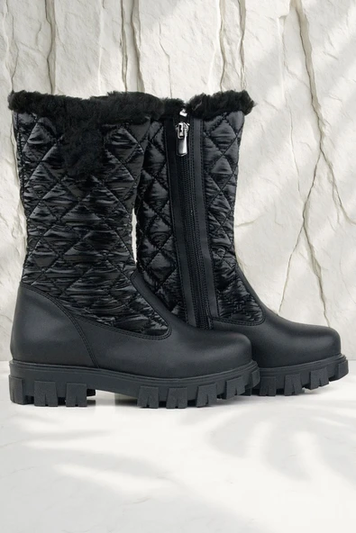 Rakerplus Siyah Uzun Fermuarlı Kız Çocuk Yağmur Çizmesi - Resim 9