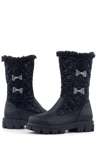 Rakerplus Siyah Uzun Fermuarlı Kurdeleli Kız Çocuk Yağmur Çizmesi - Resim 7