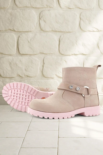 Rakerplus Chiron Hakiki Deri Pembe Fermuarlı Taşlı Kız Çocuk Bot ürün görseli