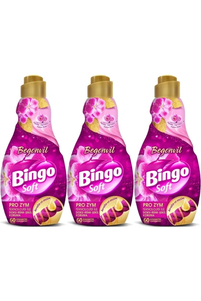 Bingo Soft Çamaşır Yumuşatıcı Konsantre 1440ML Begonvil (3 Lü Set)