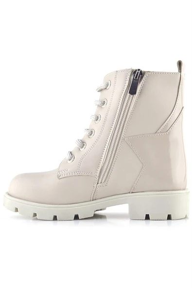 Rakerplus Krem Yıldız Detaylı Bağcıklı Fermuarlı Kız Çocuk Bot - Resim 5