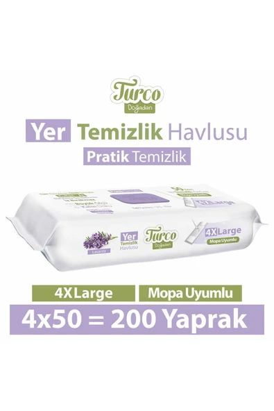 Turco Doğadan Pratik Temizlik Turco Doğadan Yer Temizlik Havlusu Lavanta 4X50(200 Yaprak) ürün görseli