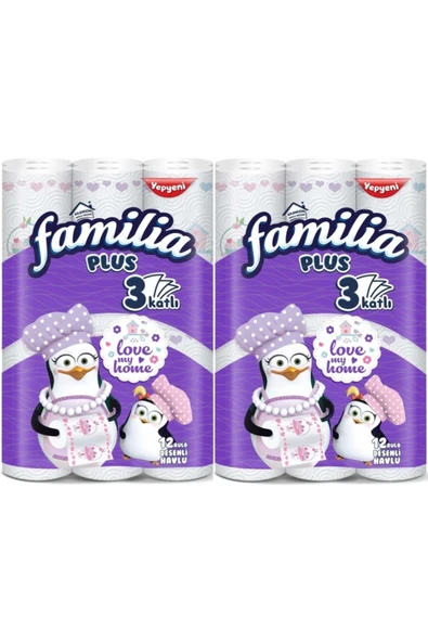 Familia Kağıt Havlu Plus Desenli 24 Lü Pk (3 Katlı) (2pk*12) Love My Home ürün görseli