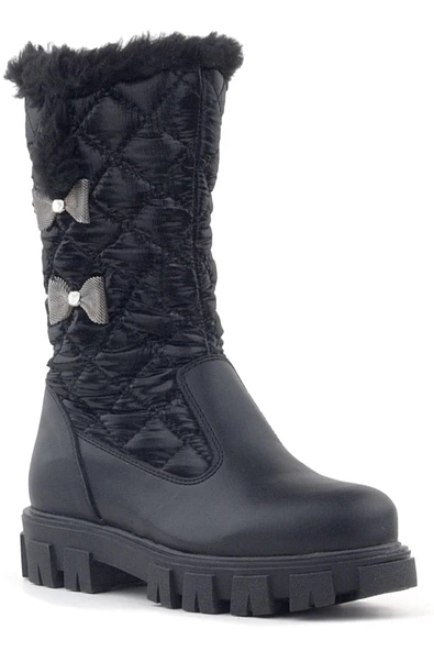 Rakerplus Siyah Uzun Fermuarlı Kurdeleli Kız Çocuk Yağmur Çizmesi - Resim 9