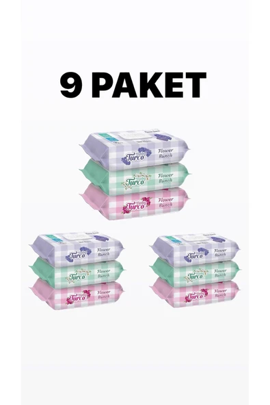 Baby Turco Çiçek Demeti Karma 9x90 810 Yaprak Islak Bebek Havlusu ürün görseli 1