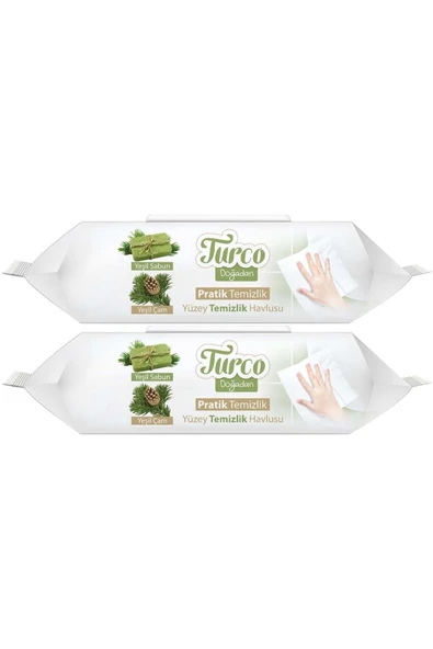 Baby Turco Turco Doğadan Pratik Yüzey Temizlik Havlusu 100 Yaprak Yeşil Sabun/Yeşil Çam (2 Li Set) 200 Yaprak ürün görseli