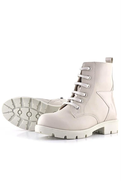 Rakerplus Krem Yıldız Detaylı Bağcıklı Fermuarlı Kız Çocuk Bot - Resim 7