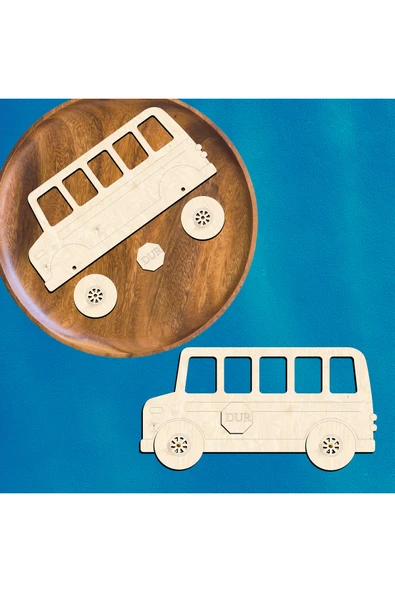 KİDEWO Otobüs Ahşap Boyama Etkinlik Seti + Eğitici Çocuk Aktivite + Fırça + Akrilik Boya Kreş Okul Öncesi - 2