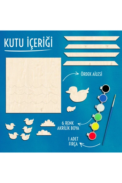 KİDEWO Ördek Ailesi Ahşap Boyama Etkinlik Seti Eğitici Çocuk Aktivite Keçeli Kalem Kreş Okul Öncesi - 2