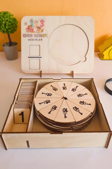 KİDEWO İlkokul Matematik Eğitici Kesir Daireleri Ahşap Oyuncak Etkinlik Seti Kolay Öğrenme Bölme Bultak - 5