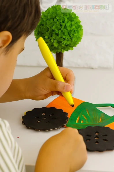 KİDEWO Dinazorlar Ahşap Boyama Etkinlik Seti Eğitici Çocuk Aktivite Keçeli Kalem Kreş Okul Öncesi - 5