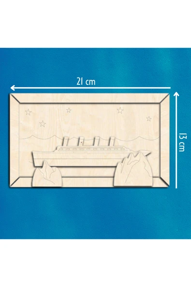 KİDEWO Titanik Ahşap Boyama Etkinlik Seti + Eğitici Çocuk Aktivite + Fırça + Akrilik Boya Kreş Okul Öncesi - 5