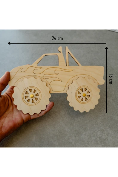 KİDEWO Ahşap Monster Truck Boyama ve Oyun Seti – Kendin Yap Akrilik Boya Çocuk Etkinlik Kiti - 4