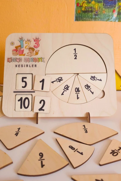KİDEWO İlkokul Matematik Eğitici Kesir Daireleri Ahşap Oyuncak Etkinlik Seti Kolay Öğrenme Bölme Bultak - 4