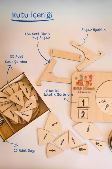 KİDEWO İlkokul Matematik Eğitici Dört İşlem Ahşap Oyuncak Etkinlik Seti Kolay Öğrenme Rakam Bultak Çarpım - 5