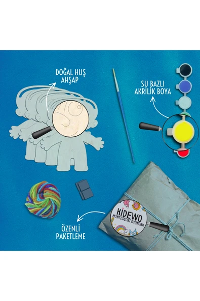 KİDEWO Figür Ahşap Boyama Etkinlik Seti + Eğitici Çocuk Aktivite + Fırça + Akrilik Boya Kreş Okul Öncesi - 4