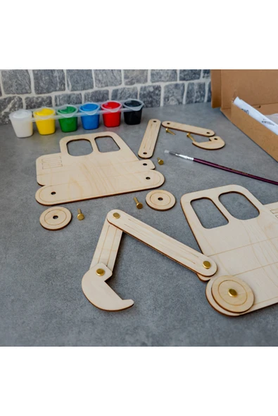 KİDEWO Kepçe Ahşap Boyama Etkinlik Seti + Eğitici Çocuk Aktivite Parmak Boya Kreş Okul Öncesi - 2