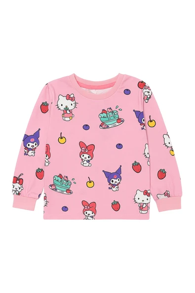 Cute Hello Kitty Ve Kuromi Desenli Kız Çocuk Pijama Takımı - Resim 3