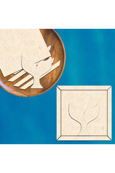 KİDEWO Deniz Kızı Ahşap Boyama Etkinlik Seti Eğitici Çocuk Aktivite + Fırça + Akrilik Boya Kreş Okul Öncesi - 2