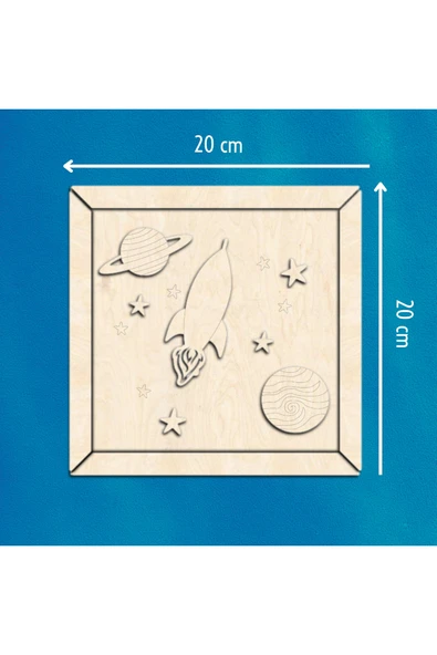 KİDEWO Dünya Uzay Ahşap Boyama Etkinlik Seti Eğitici Çocuk Aktivite Parmak Boya Kreş Okul Öncesi - 5