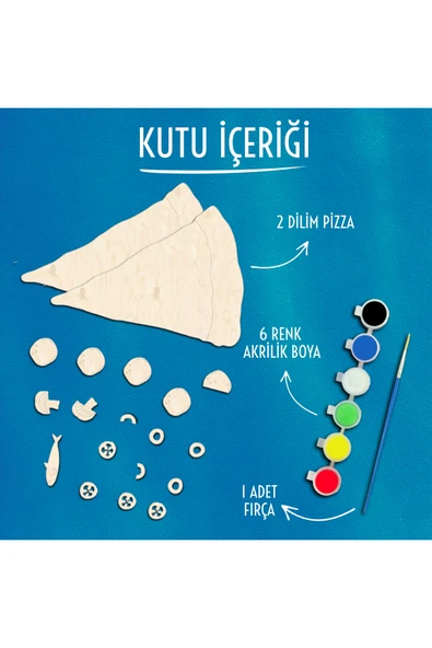 KİDEWO Pizza Ahşap Boyama Etkinlik Seti + Eğitici Çocuk Aktivite Keçeli Kalem Kreş Okul Öncesi - 2