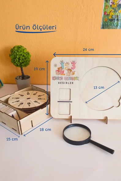 KİDEWO İlkokul Matematik Eğitici Kesir Daireleri Ahşap Oyuncak Etkinlik Seti Kolay Öğrenme Bölme Bultak - 3