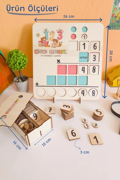 KİDEWO İlkokul Matematik + Eğitici Çarpma İşlemi Ahşap Oyuncak Etkinlik Seti + Kolay Öğrenme Çarpım Bultak - 3