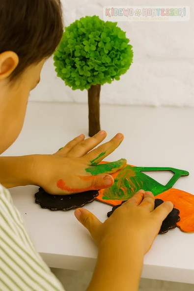 KİDEWO Uzay Roket Ahşap Boyama Etkinlik Seti Eğitici Çocuk Aktivite Parmak Boya Kreş Okul Öncesi - 6