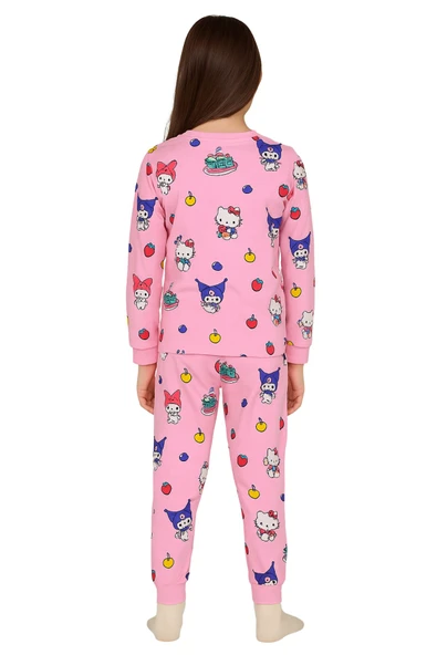 Cute Hello Kitty Ve Kuromi Desenli Kız Çocuk Pijama Takımı - Resim 2