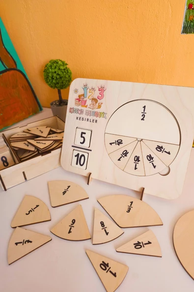 KİDEWO İlkokul Matematik Eğitici Kesir Daireleri Ahşap Oyuncak Etkinlik Seti Kolay Öğrenme Bölme Bultak