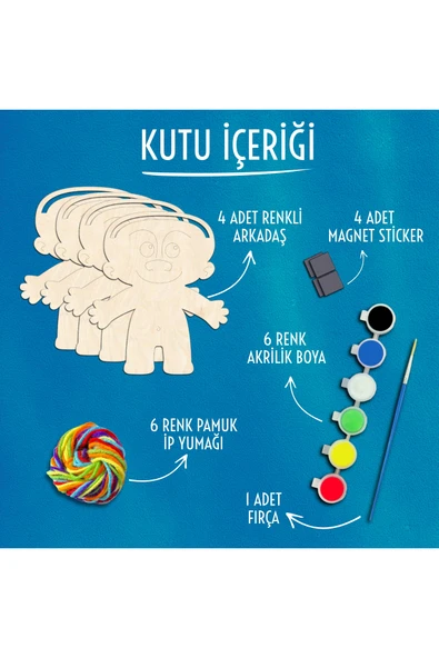 KİDEWO Figür Ahşap Boyama Etkinlik Seti + Eğitici Çocuk Aktivite Parmak Boya Kreş Okul Öncesi - 2