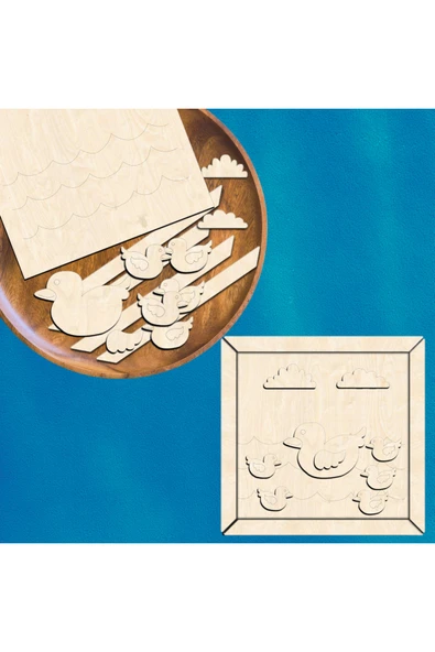 KİDEWO Ördek Aile Ahşap Boyama Etkinlik Seti Eğitici Çocuk Aktivite Kreş Okul Öncesi Boya Fırça Dahil Değil - 3