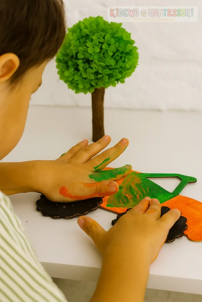 KİDEWO Pastacı Ahşap Boyama Etkinlik Seti + Eğitici Çocuk Aktivite Parmak Boya Kreş Okul Öncesi - 5