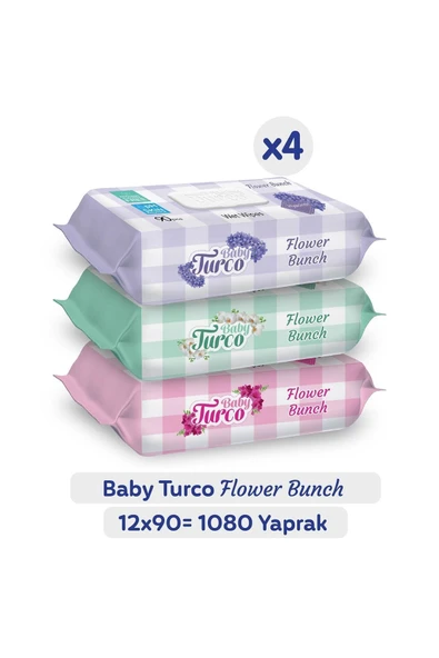 Baby Turco Flower Bunch Islak Havlu 12x90 (1080 YAPRAK) ürün görseli 1