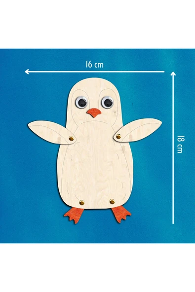 KİDEWO Penguen Ahşap Boyama Etkinlik Seti + Eğitici Çocuk Aktivite + Fırça + Akrilik Boya Kreş Okul Öncesi - 5