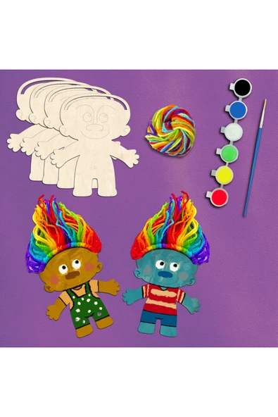 KİDEWO Figür Ahşap Boyama Etkinlik Seti + Eğitici Çocuk Aktivite Keçeli Kalem Kreş Okul Öncesi