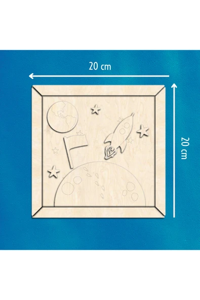 KİDEWO Ay Uzay Ahşap Boyama Etkinlik Seti + Eğitici Çocuk Aktivite Parmak Boya Kreş Okul Öncesi - 5