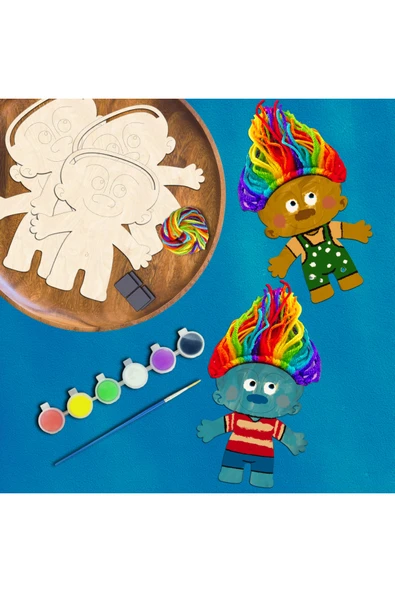 KİDEWO Figür Ahşap Boyama Etkinlik Seti + Eğitici Çocuk Aktivite Parmak Boya Kreş Okul Öncesi - 3