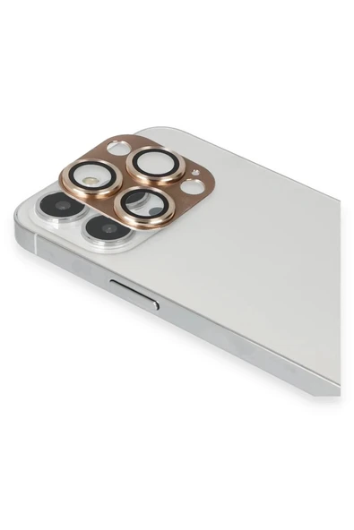 Litae Trend BFS  iPhone 13 Pro Max Pers Alüminyum Kamera Lens - Gold - Resim 2