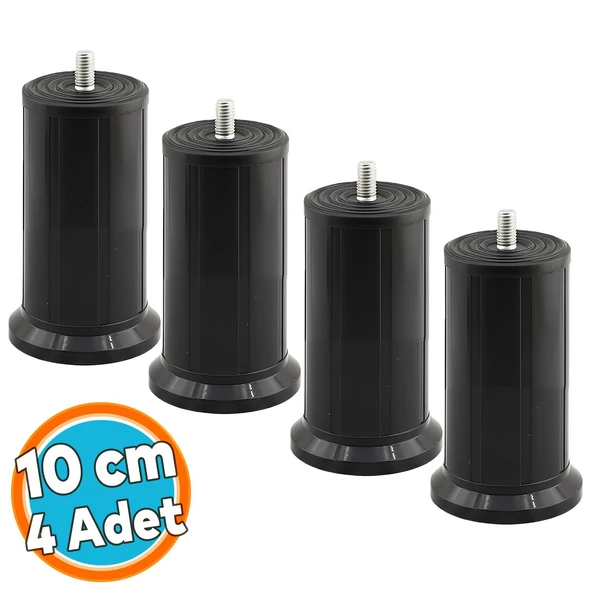 4 Adet Mobilya Baza Tv Ünitesi Yükseltme Ayağı Destek Ayağı 10 cm Siyah Plastik ürün görseli