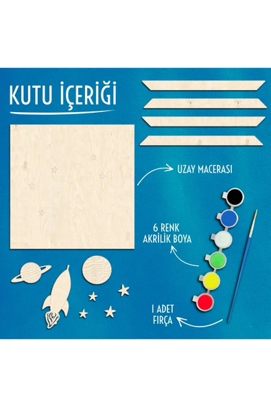 KİDEWO Dünya Uzay Ahşap Boyama Etkinlik Seti 20’li Eğitici Çocuk Aktivite Kreş Anaokulu Okul Öncesi - 2