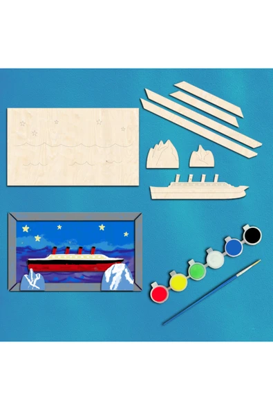 KİDEWO Titanik Ahşap Boyama Etkinlik Seti 20’li Eğitici Çocuk Aktivite Kreş Anaokulu Okul Öncesi