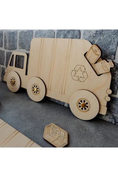 KİDEWO Ahşap Çöp Kamyonu Boyama ve Oyun Seti – Kendin Yap Akrilik Boya ile Çocuk Etkinlik Kiti - 3