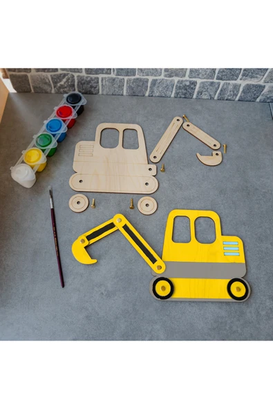 KİDEWO Kepçe Ahşap Boyama Etkinlik Seti + Eğitici Çocuk Aktivite Kreş Okul Öncesi Boya Fırça Dahil Değil